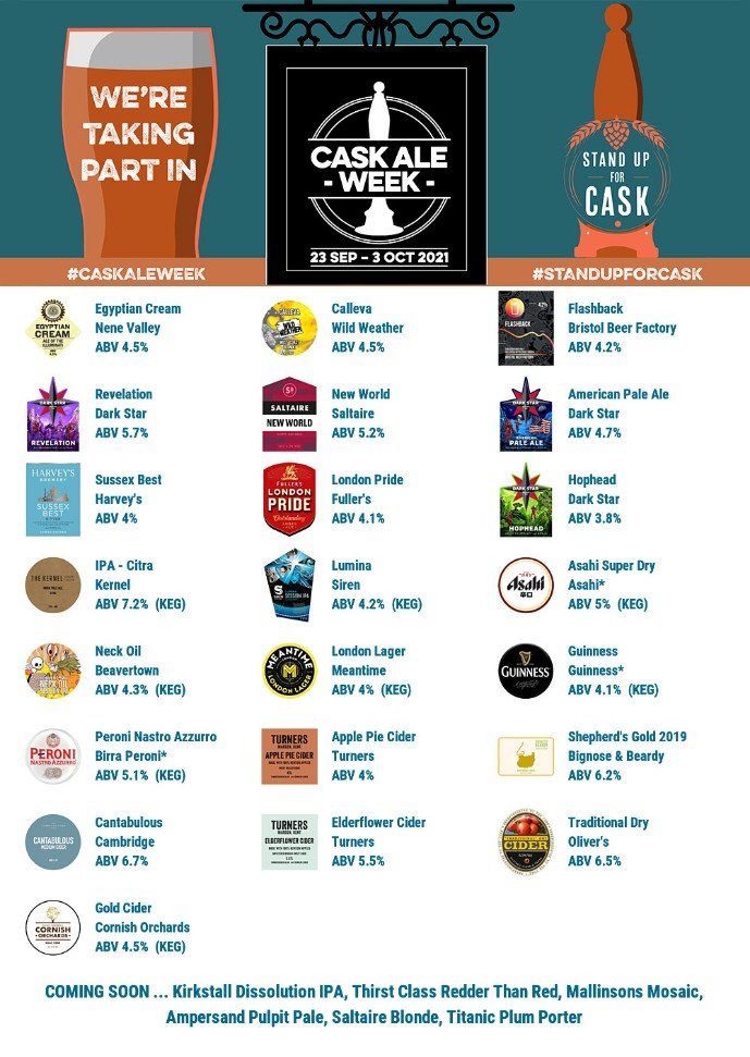 On the bar today!
Beer Board: goo.gl/9ur5WA

#StandUpForCask #CaskAleWeek @CAMRAWestLondon
#RealAleFinder #cask #HomeofRealAle #LondonLife #LondonPubs #CoventGarden #Cider #Apples #Perry