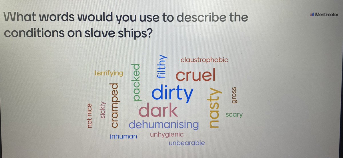 HistoryMearns's tweet photo. S3 history have recently started a topic on the Transatlantic Slave trade. Today we reflected on the conditions in the middle passage for enslaved people 💭 @MearnsAcademy @SATHinfo https://t.co/4REq8ZjyW9