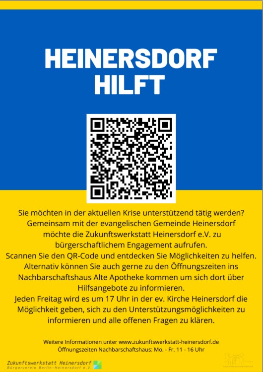 ZWHdorf's tweet photo. Wer in Heinersdorf und Umgebung lebt und helfen möchte oder Unterstützung braucht, ist hier richtig: https://t.co/ACi2L8EwLV