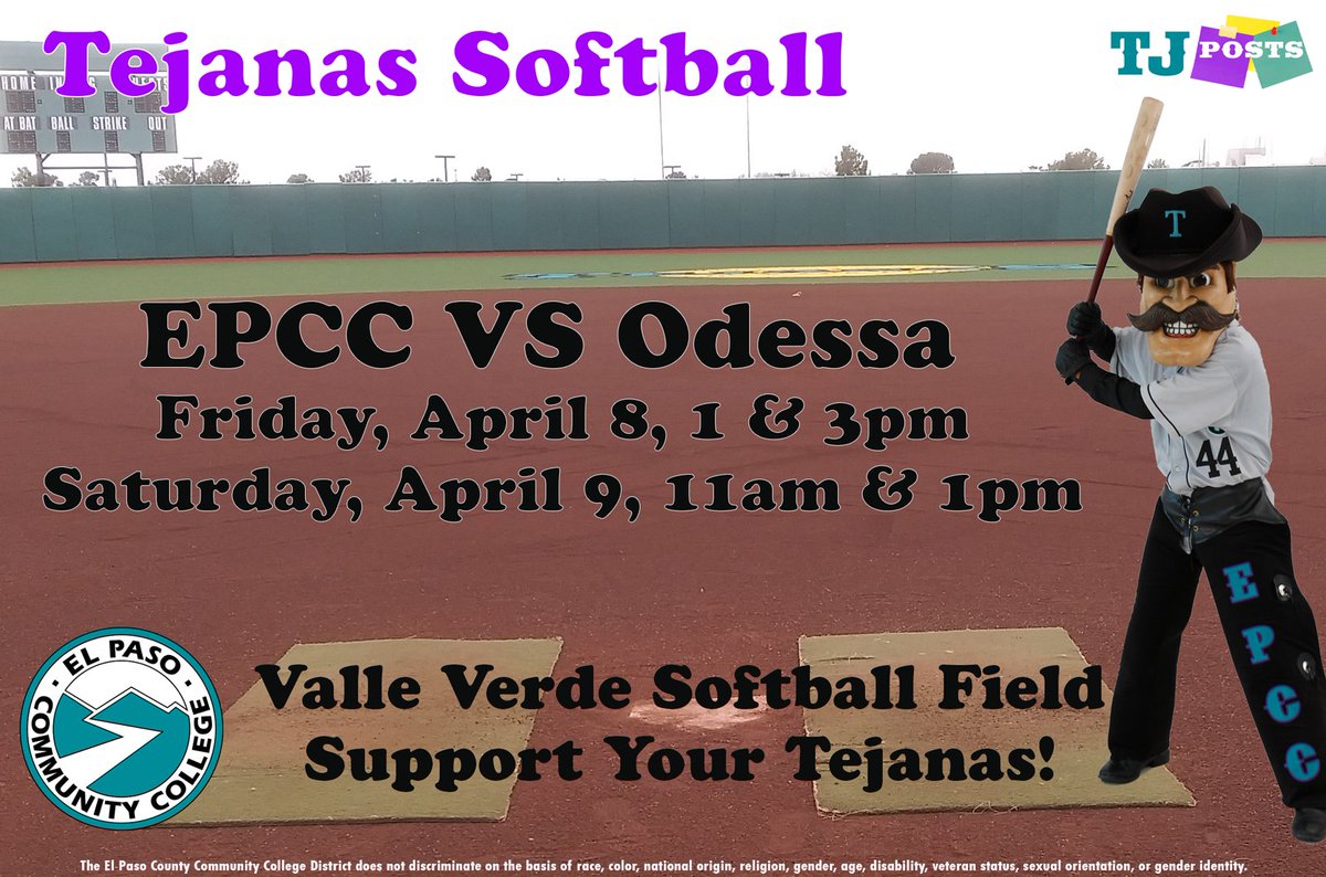 EPCCNews's tweet photo. Come and support our Tejanas this weekend! #GoTejanas #TJPosts #EPCCpride https://t.co/FqJslh4qqx