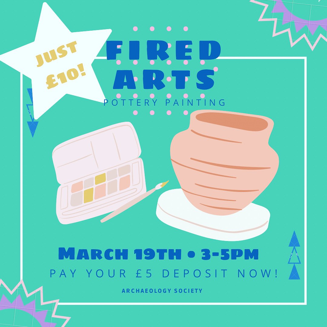 SheffieldArcSoc's tweet photo. Place your £5 deposit now for the pottery painting at Fired Arts! £10 in total, absolute bargain ✨

https://t.co/DNjJzlnMbr https://t.co/AOSt27y9LT