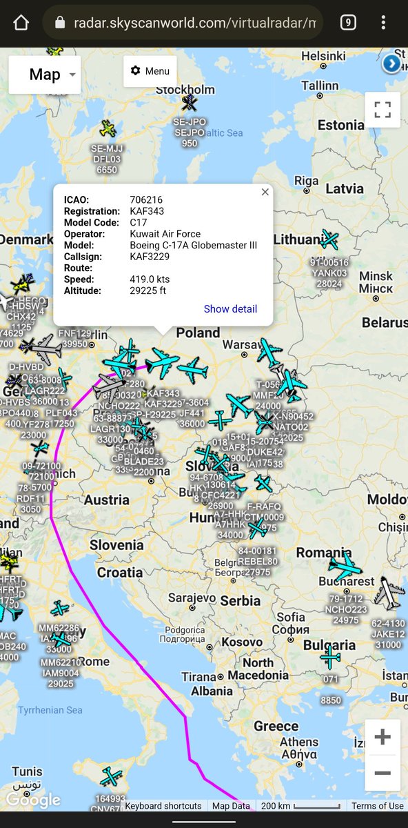 scan_sky's tweet photo. Kuwait Air Force 🇰🇼 - Boeing C-17 Globemaster III - #KAF343 - #KAF3229
Inbound To Poland 🇵🇱 From Abdullah Al-Mubarak Air Base.
Aboard Is 33.5 Tons Of Medical & Food Supplies For #Ukraine 🇺🇦
📸:Kuwait News Agency (KUNA) https://t.co/PZPEjLlD79