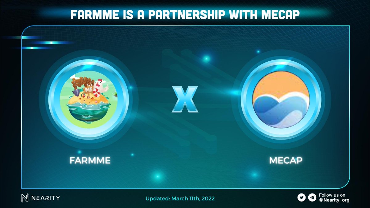 Nearity_org's tweet photo. 🥳 @FarmMeOfficiall is a partnership with MECAP

With this cooperation, FarmMe will definitely grow strongly.  Let's look forward to the explosive campaigns🤩

#Nearity #NEAR #FARMME #MECAP https://t.co/8FMWBL8oZI