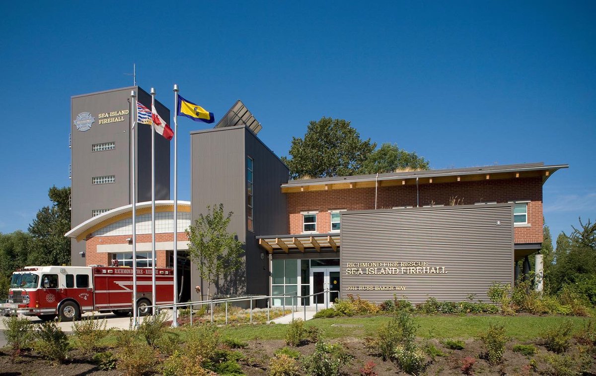 JD_arch_'s tweet photo. 15 years ago, two “sister” firehalls in Richmond, BC were completed.  Hamilton Firehall was one of the first LEED Silver NC certified firehalls and its twin Sea Island Firehall were built simultaneously.
#tbt #firehalldesign #LEED #richmondfirerescue https://t.co/uYECD8xfeE