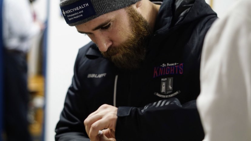 SFSSportsMed's tweet photo. In honor of #NATM we are giving Sean a little spotlight today while he gets our Knights ready in Columbus #SemiFinals 

Alyssa can’t thank you enough for agreeing to join her at SFS, athletes appreciate you more than you know, &amp; the SFS family is proud to call you a Knight! https://t.co/lvV6FA3EF8