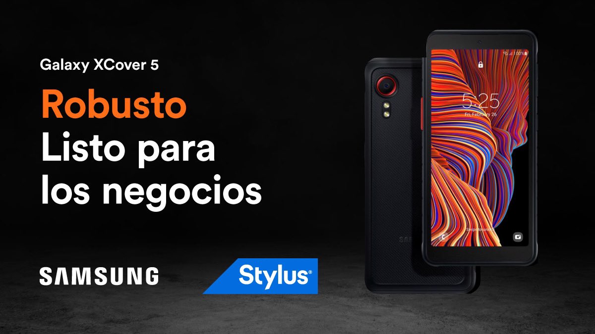 stylussa's tweet photo. El teléfono móvil Samsung Galaxy XCover 5 está diseñado para entornos exigentes, con resistencia total contra el polvo y el agua 📱💯 #stylus #samsung #xcover5 https://t.co/n42NW6wzPc