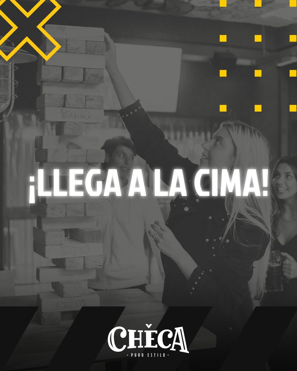 Porque llegar a la cima no es fácil... Pero tiene su recompensa. En #CerveceriaCheca lo sabemos muy bien, por eso, los jueves tenés el desafió de #jenga gigante 🔥
