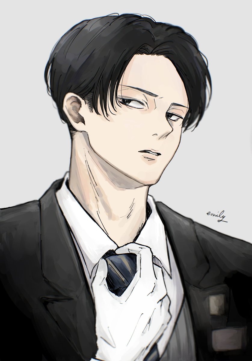 「ホテルマンとしてはあり得ない角度の兵長

#leviackerman #shin」|えみり/ 에미리のイラスト