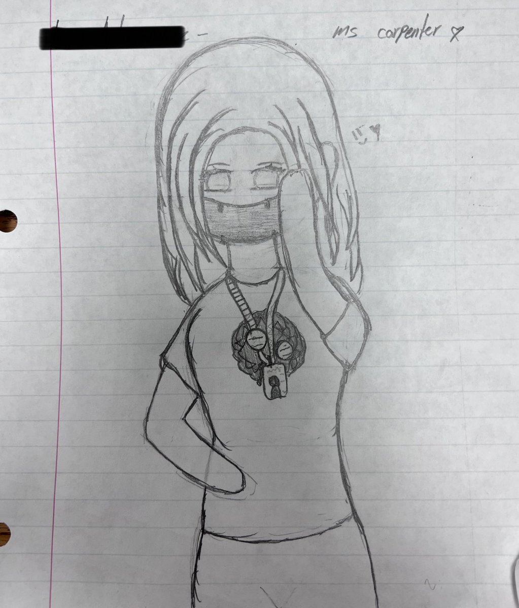 sacarpenter6285's tweet photo. One of my students drew me today!  I’m always so jealous of ANYONE with any artistic talent because that is not my thing and I wish it was!!  #ilovemyjob #studentdrawing #mathteacher #middleschool #teacher #iwishiwasanartist https://t.co/Zn3HrhbvS4