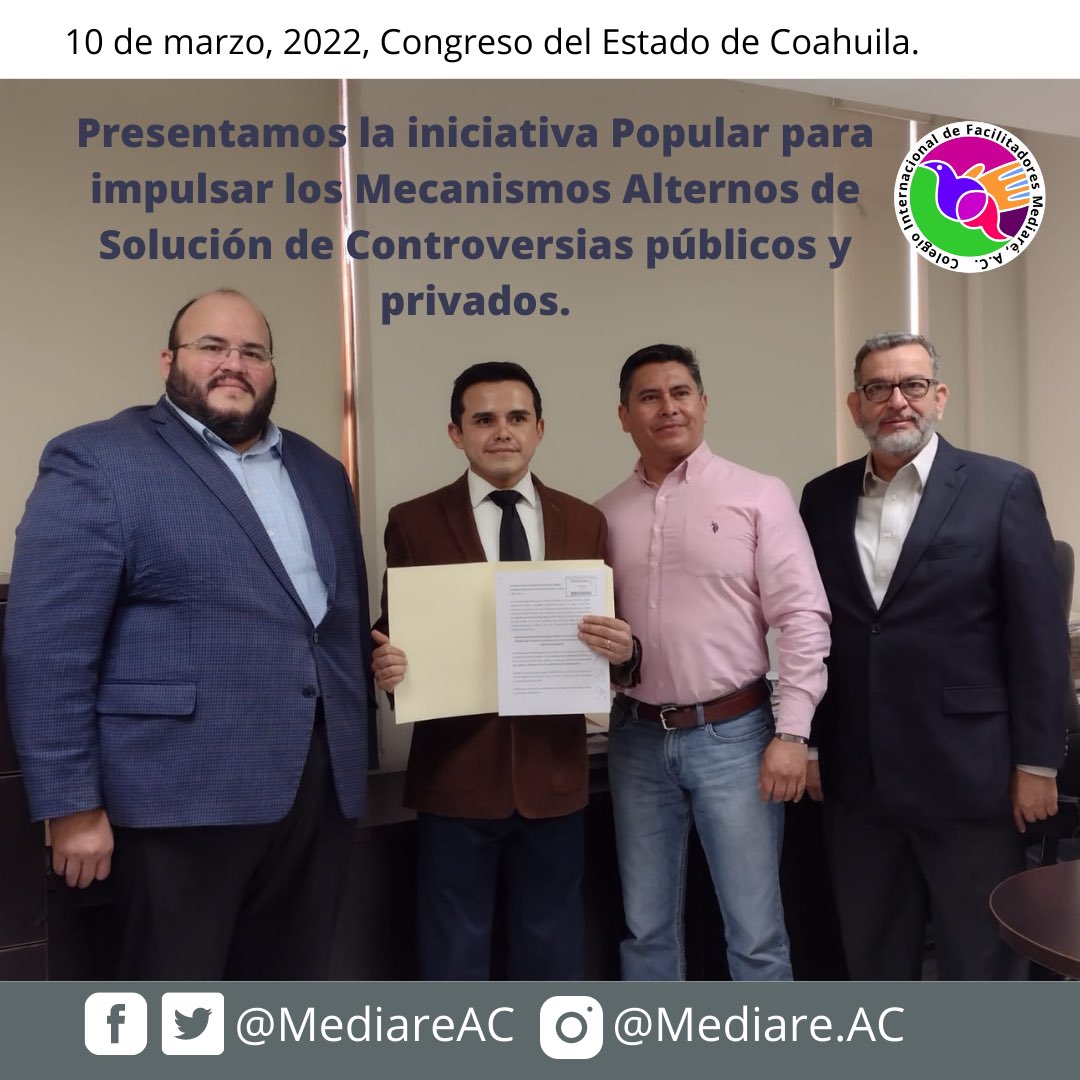 MediareAC's tweet photo. En el Colegio Internacional de Facilitadores MEDIARÉ A.C., nos ocupamos en impulsar los #MASC públicos y privados, #IniciativaPopular https://t.co/YGsSCdc78i