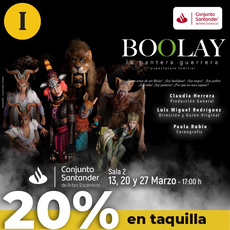 circulo_i's tweet photo. ¡No te lo puedes perder! #BOOLAY
Presenta tu tarjeta Círculo Informador en taquillas de @ConjSantander y recibe 20% de descuento 🤩💳 https://t.co/FXaEnrCCyS