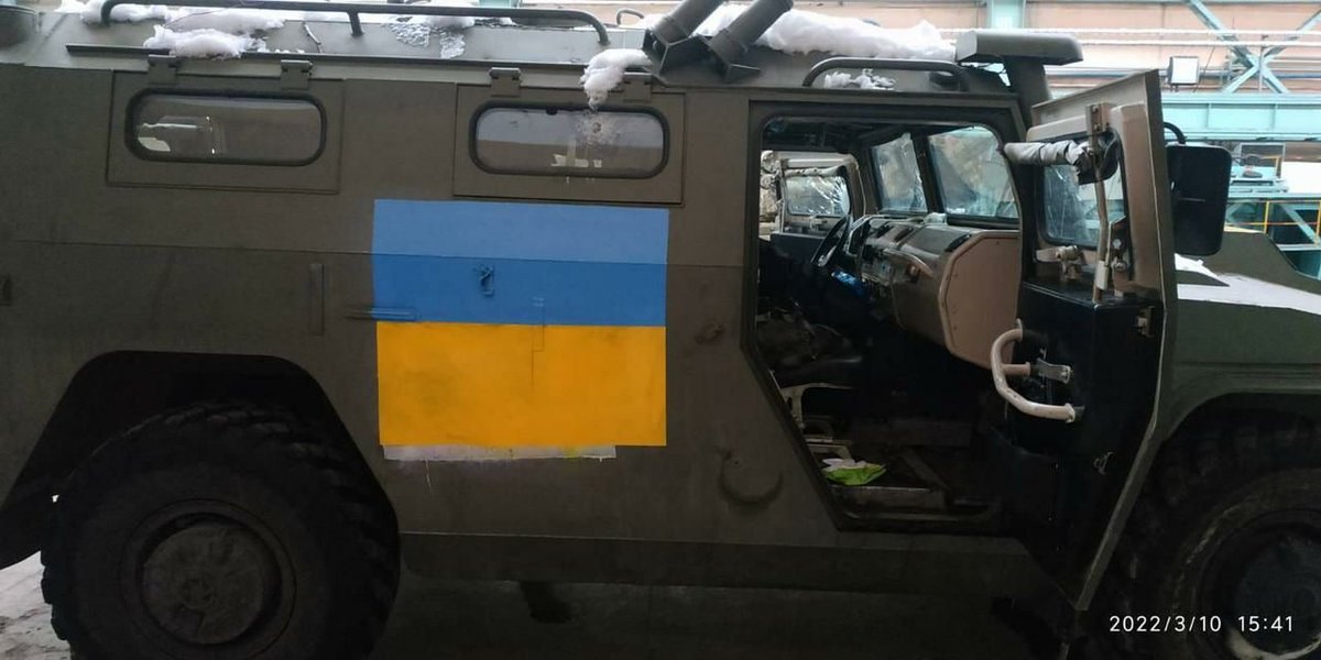 PolymarketIntel's tweet photo. #Ukraine: A captured Russian Tiger-M IMV now becomes a Ukrainian Tiger-M IMV, #Kharkiv. https://t.co/qdLYVSniB6