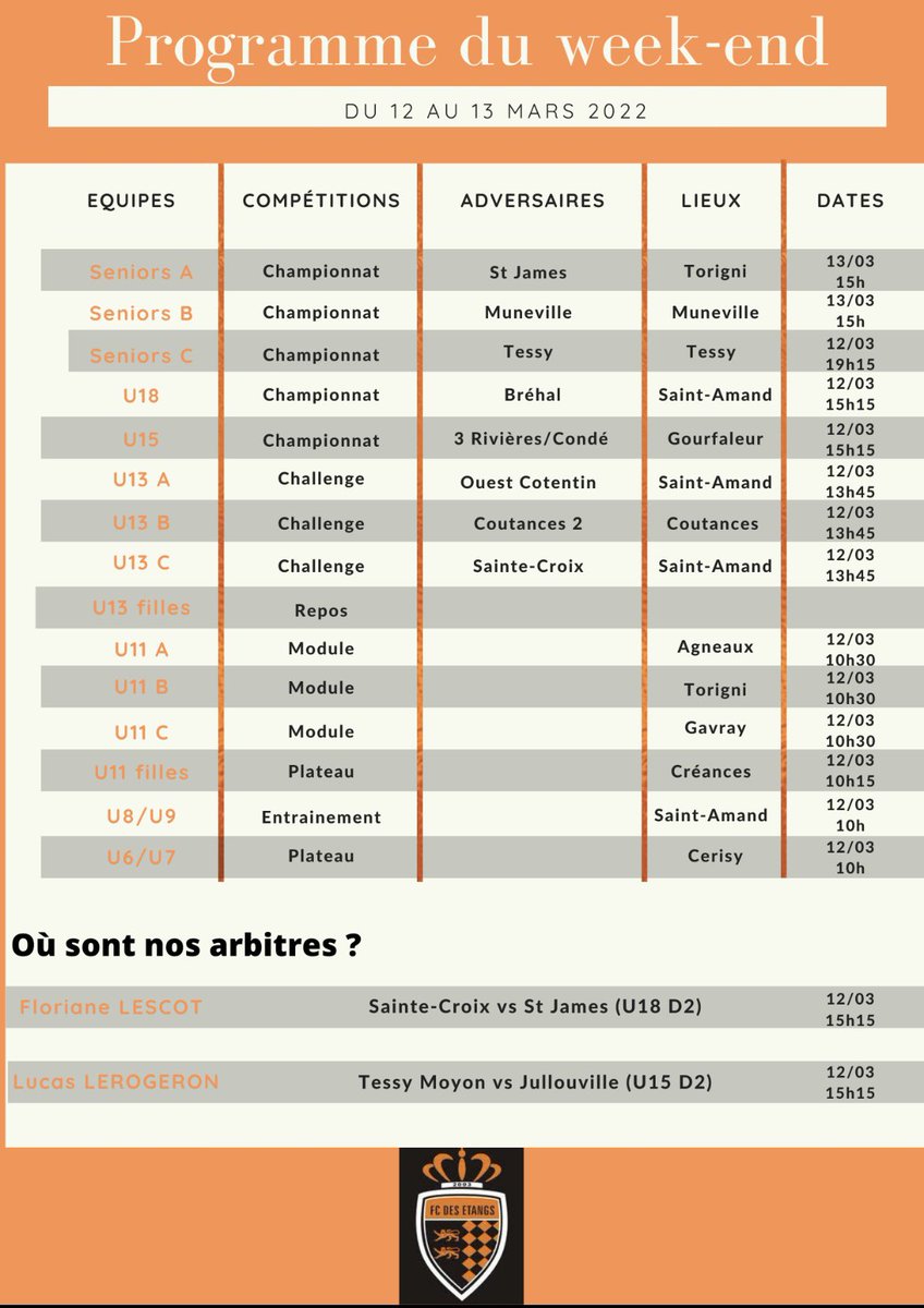 ⚽️PROGRAMME DU WEEK-END⚽️