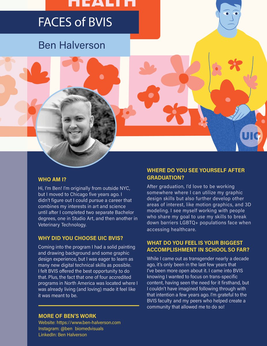 UIC_BVIS's tweet photo. Faces of BVIS is a feature that spotlights our talented second-year students. Meet this week’s face, Ben Halverson! #facesofBVIS #SciComm
Read the full interview text on our Blog: https://t.co/BMAd1K2Y3b https://t.co/x7CVGnt0vU