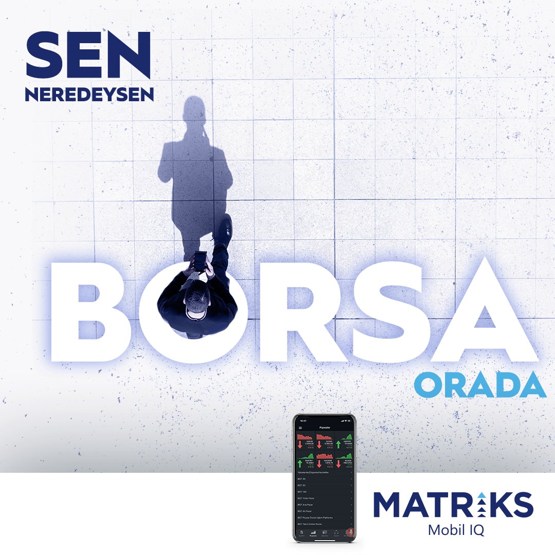 Nerede olursanız olun, hisse senedi, altın, döviz ve çok daha fazla için istediğiniz an işlem yapabilme kolaylığı #MatriksMobilIQ’da! #MatriksData #MatriksTrader #MobilTrader