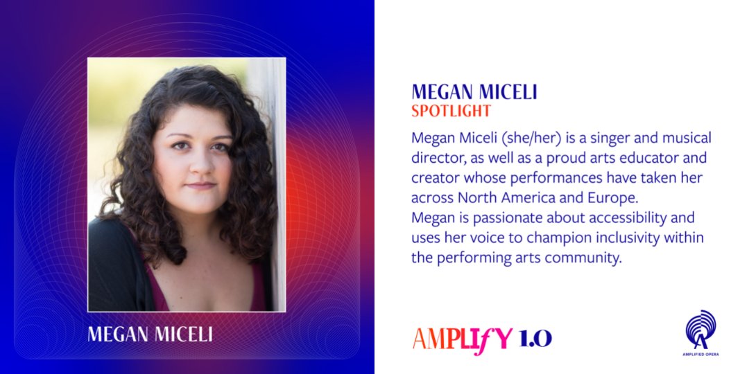 AmplifiedOpera's tweet photo. Meet Megan Miceli (she/her)!
Megan performs in AMPLIFY 1.0's SPOTLIGHT.
More info 👉 https://t.co/xuWBTVFVnH
#amplifiedopera #spotlight #amplify1.0 https://t.co/AMgrOl9pYZ