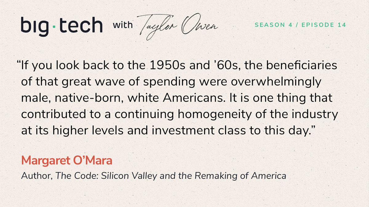 CIGIonline's tweet photo. In this episode of the #BigTechPodcast, host @taylor_owen speaks with @margaretomara, a historian and author, who shares a history lesson that shatters the mythology of Silicon Valley.
Listen here: https://t.co/iJHHkubkJc https://t.co/KKZmAnkTIE