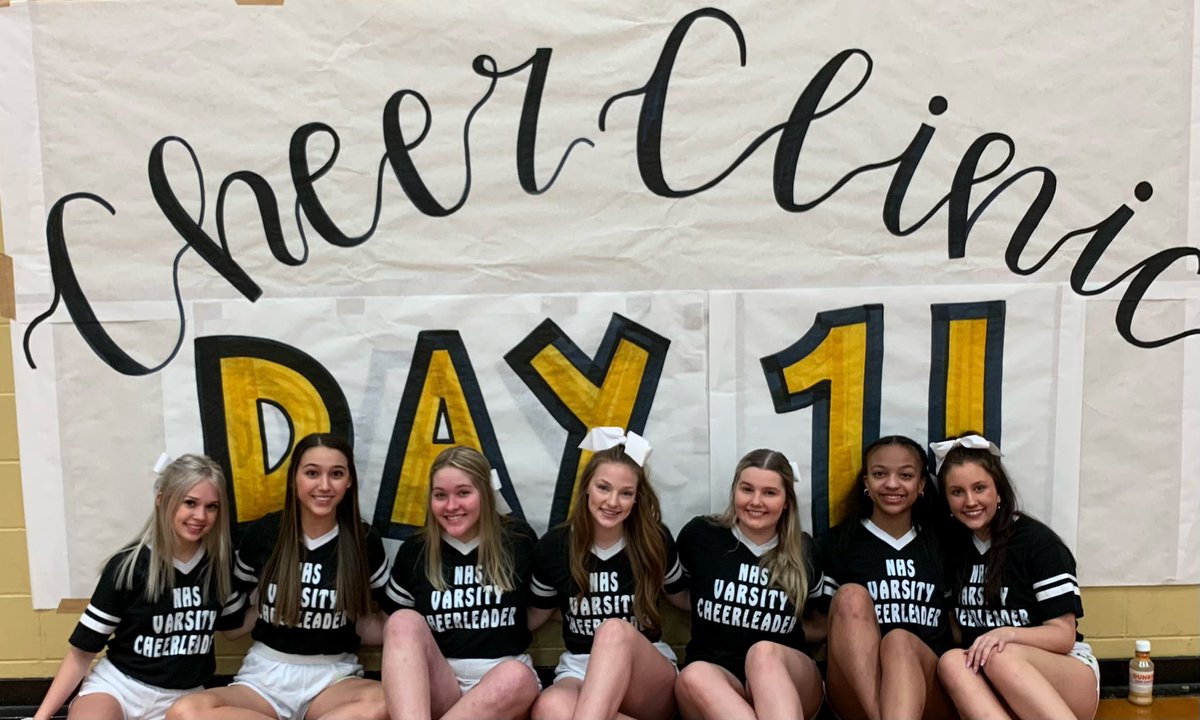 NHSCheer19_20's tweet photo. Good luck to all the girls trying out today! Smile big and be loud!- NHS senior cheerleaders 🤍 https://t.co/lhwE4del2i