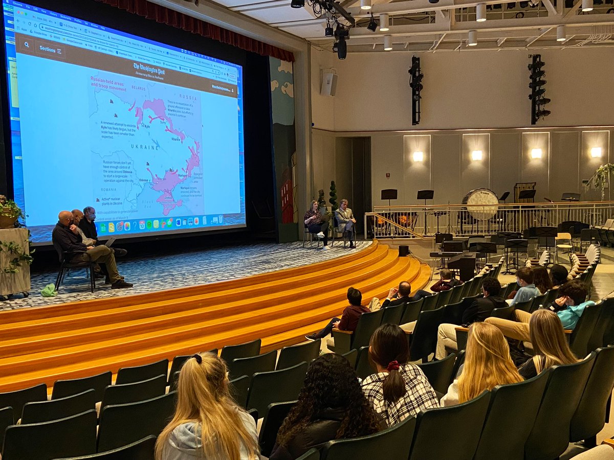 hangingwithMsH's tweet photo. The @SSSASsaints US History Department hosted an open forum on Ukraine today. Students and faculty asked excellent questions about the historical context, causes, and future implications of the current crisis. #saintslearn https://t.co/O4i0vvHXz0