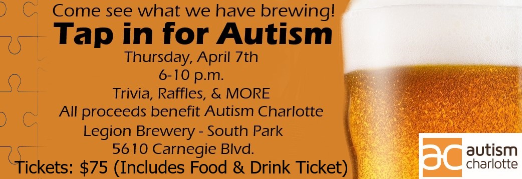 Join us as we "Tap in for Autism" April 7th at 
<a href="/LegionBrewing/">Legion Brewing</a> !  We'll have trivia, raffles, good food, and great brews! Click the link below to register!  Each pour helps us provide our programs to our Charlotte families living with Autism. app.etapestry.com/onlineforms/Au…