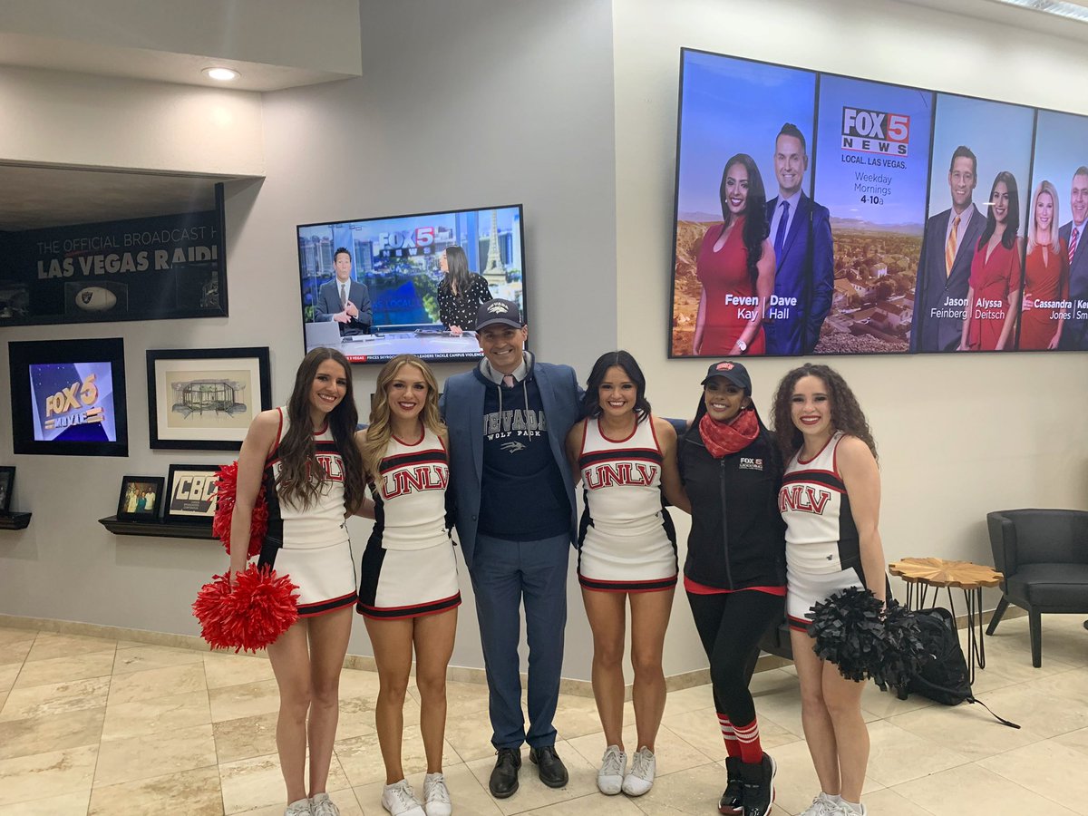 Even tho Dave is reppin his Wolfpacks we’ve got UNLV spirit, yes we do! 😂

FUN morning with <a href="/UNLVCHEER/">UNLV Cheer</a> celebrating the <a href="/UNLVLadyRebels/">UNLV Lady Rebels</a> first ever Mountain West Championship!! 🎉
Now the ladies are headed to the NCAA tournament for the first time in 20 years!! 🏀❤️ <a href="/FOX5Vegas/">FOX5 Las Vegas</a>