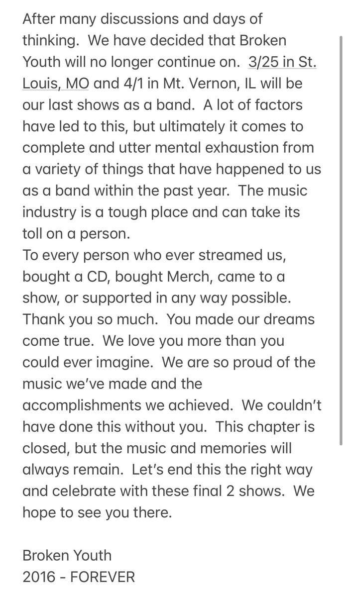 Important.  Please read.

Broken Youth 2016-FOREVER