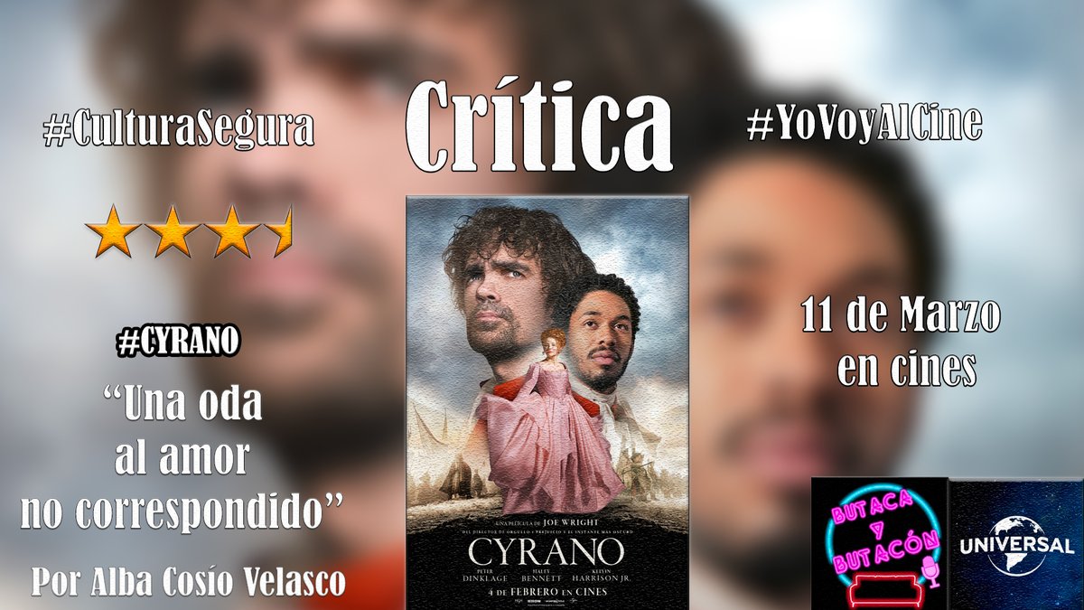 butacaybutacon's tweet photo. 📝#Crítica #CulturaSegura #YoVoyAlCine 

🌹'Cyrano'🌷: un trágico musical sobre un amor no correspondido. ⭐️⭐️⭐️🌠 @Universal_Spain 

Por @alba_cosio 

"Una Oda al amor no correspondido"

#Cyrano 11 de marzo en cines. 

https://t.co/vE6TA8dX3M https://t.co/G3EToygYcT