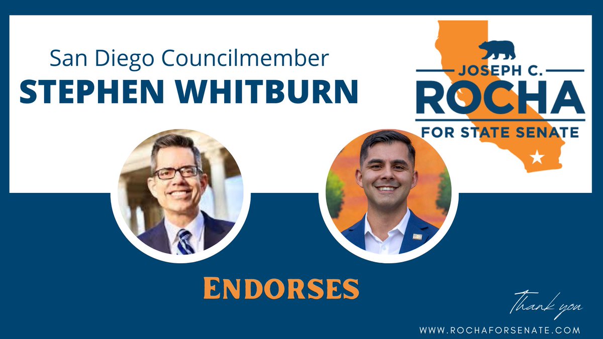 Joseph_C_Rocha's tweet photo. 🚨TY Councilmember :
“Joseph Rocha is the type of service oriented leader we need to keep San Diego moving in the right direction. Having Joseph in the State Legislature will be invaluable as we work on tackling our region’s biggest challenges. He has my enthusiastic support.” https://t.co/TWZwiCzvcA