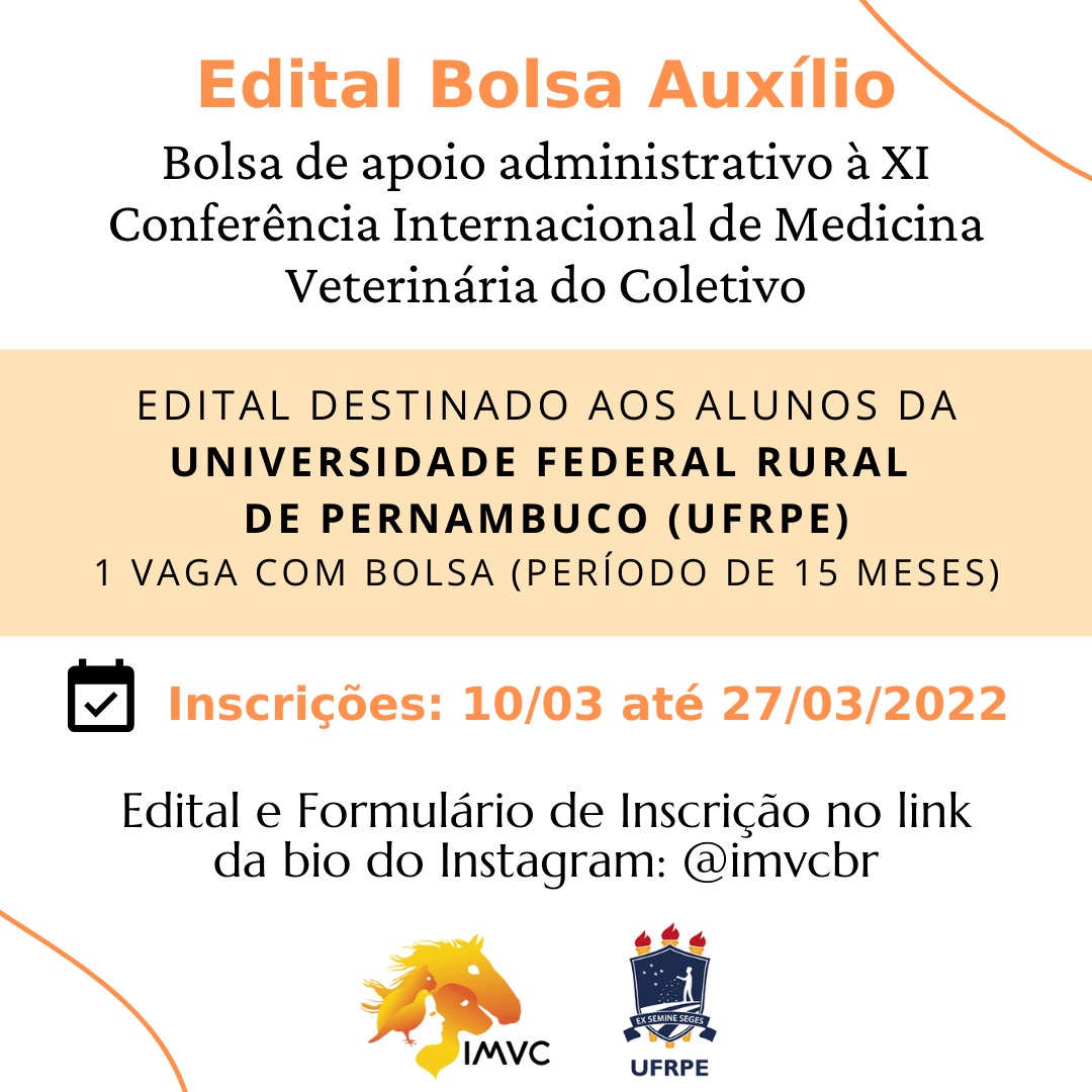 UFRPEOnline's tweet photo. Olha a oportunidade para estudante da UFRPE. Inscrições na bio de @imvcbr https://t.co/BCuuSq74Op