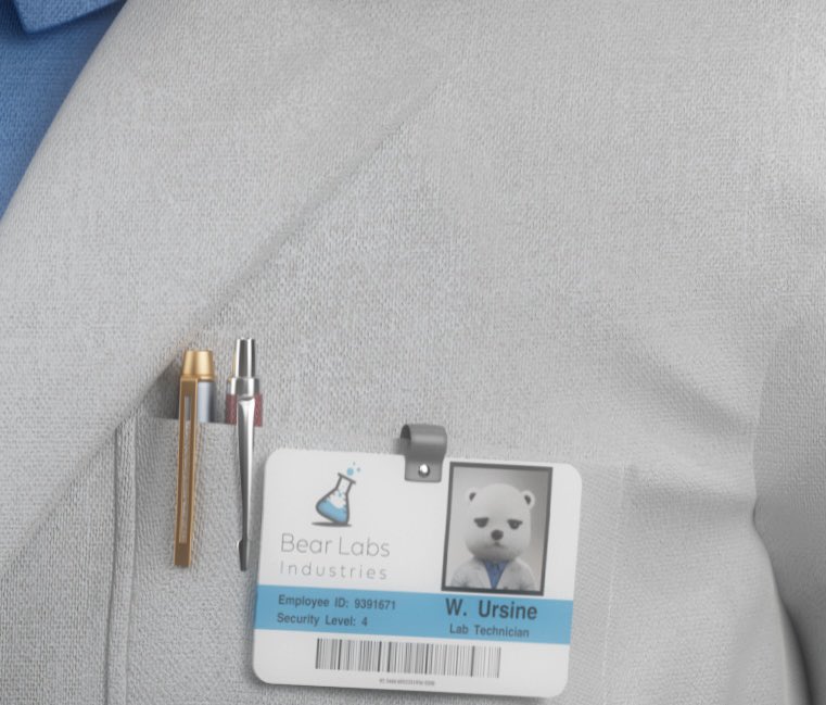 FrankyG114's tweet photo. @winterbearsnft I like the little name tag on my bears lab coat! #detail #3DBears https://t.co/ozzPq7UM9n