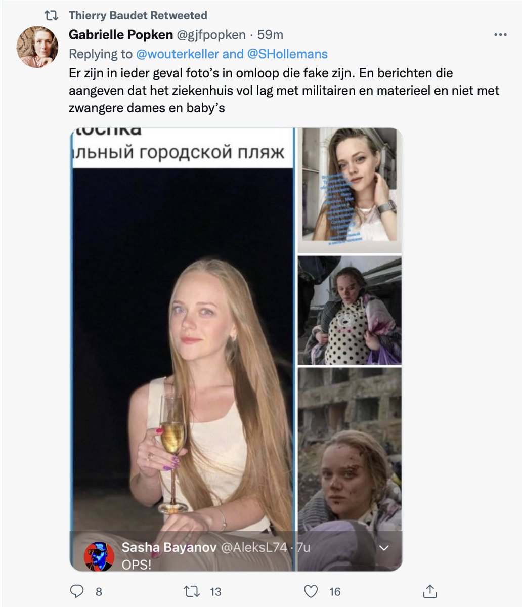 EliotHiggins's tweet photo. More pro-Russian disinformation being shared by @thierrybaudet. They conveniently leave out the photos from her Instagram account that shows she's heavily pregnant, while repeating unevidenced allegations from Russian sources. https://t.co/Nq92HMSy4X