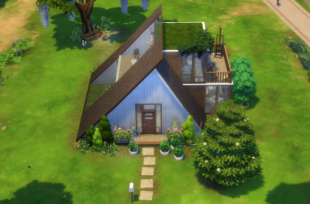 Every time I build with the base game I end up building an A-frame, but this time its asymmetrical! 
gallery id: abbyhevs
#ShowUsYourBuilds #TheSims4 #sims4basegame #Basegame #TOOLmod #noCC