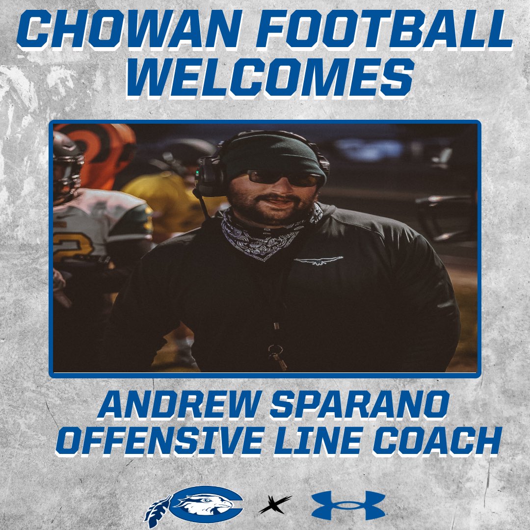 Chowan Football (@chowanfootball) on Twitter photo 2022-03-10 18:31:08 Welcome to the #Roughside @CoachSpo_CU Our new Hawks Football Offensive Line Coach! #shouldabeenahawk Welcome to the #Roughside @CoachSpo_CU Our new Hawks Football Offensive Line Coach! #shouldabeenahawk
