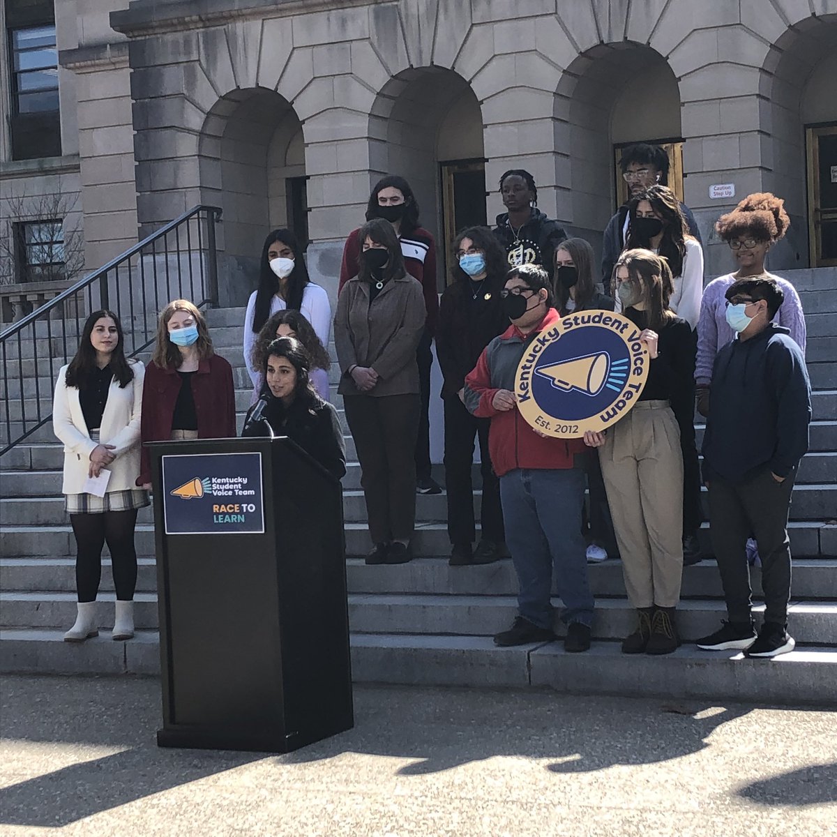 jess_m_clark's tweet image. The @KYStuVoiceTeam is presenting their survey results of thousands of Kentucky students on issues around race and school climate.