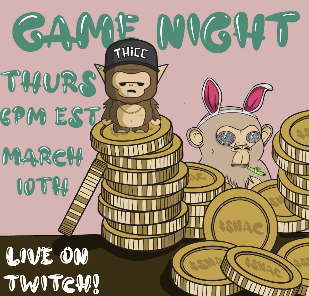 Don’t forget to join us for game night tonight frens! 

Special holders-only giveaway for <a href="/PudgyApes/">Pudgy Ape Fridge Club</a> and <a href="/AbominablesNft/">AbominablesNFT | MINTING NOW!</a> holders after games in our discord lounge. You don’t want to miss it! 

We’re giving away a 1/1 Pudgy Abominable! 

Come play with us!

#PAFC 
#AbominablesNFT
