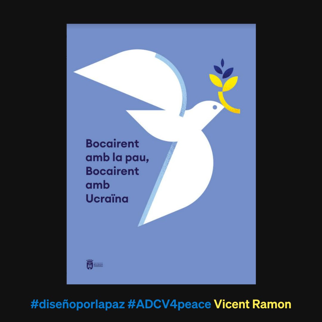 ADCV_com's tweet photo. La imatge és l'arma més potent de comunicació universal. Imatges que no coneixen fronteres; imatges que mouen consciències
🔺Disseny: @1_Vicent_Ramon para @Aj_Bocairent

Amb #adcv4peace, ens unim a l'acció de @wdcvalencia2022 #diseñoporlaPaz #design4abetterworld #SomADCV https://t.co/rBErFDSTFj