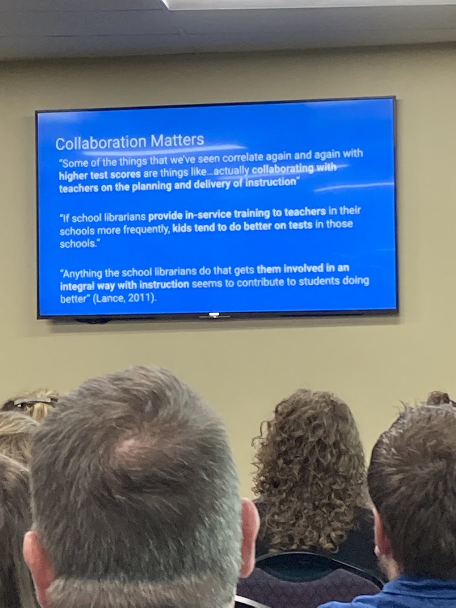 Schools with certified library teachers who co-teach and bring their Core Standards into content areas have higher test scores and student success. #UELMA22 #uted