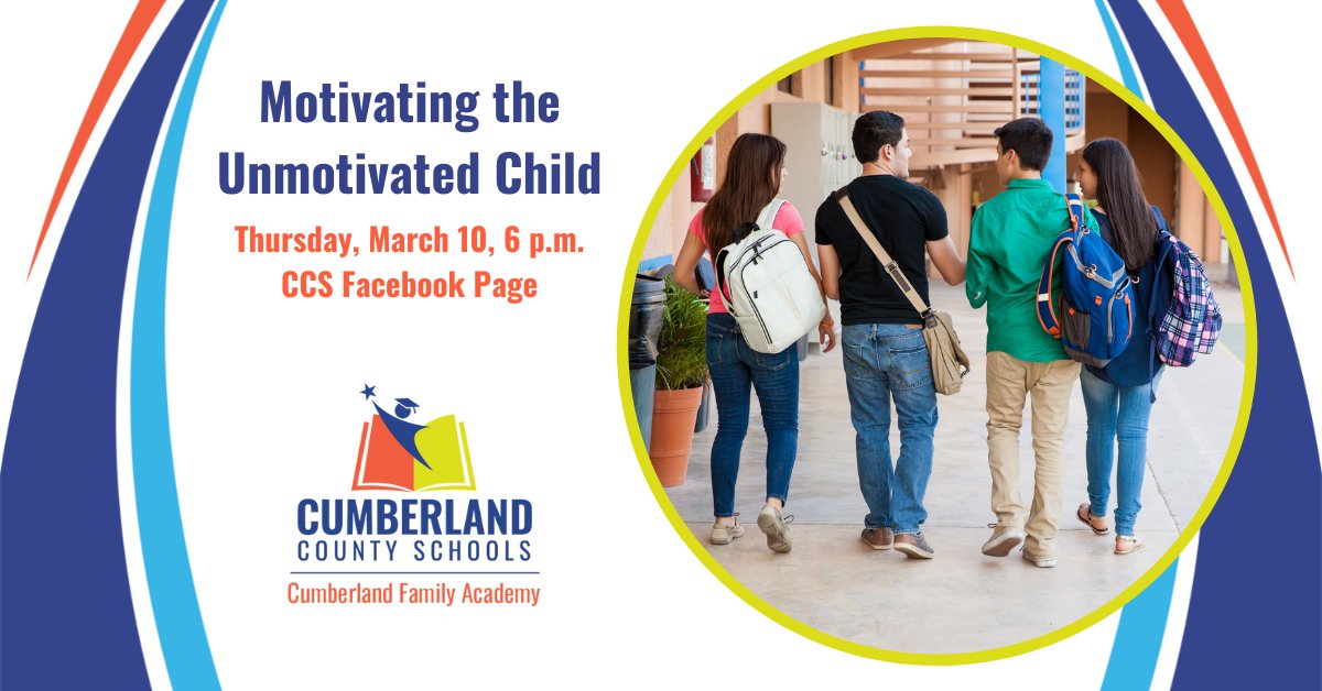 CumberlandCoSch's tweet photo. REMINDER: Tune in TODAY, March 10 at 6 p.m. for the re-release of the Cumberland Family Academy Session, Motivating the unmotivated Child, for ways to keep students motivated and the importance of a parent/educator relationship in encouraging students  to finish high school. https://t.co/LlCrhMx6LS