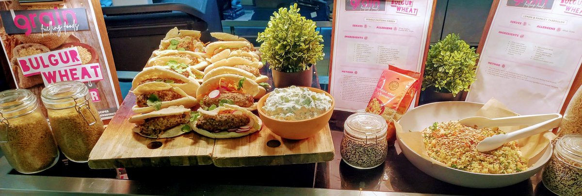 ChefLee87's tweet photo. Bulgur wheat display today with middle Eastern Kibbeh and a lemon tabbouleh https://t.co/9Mrm14bPYa