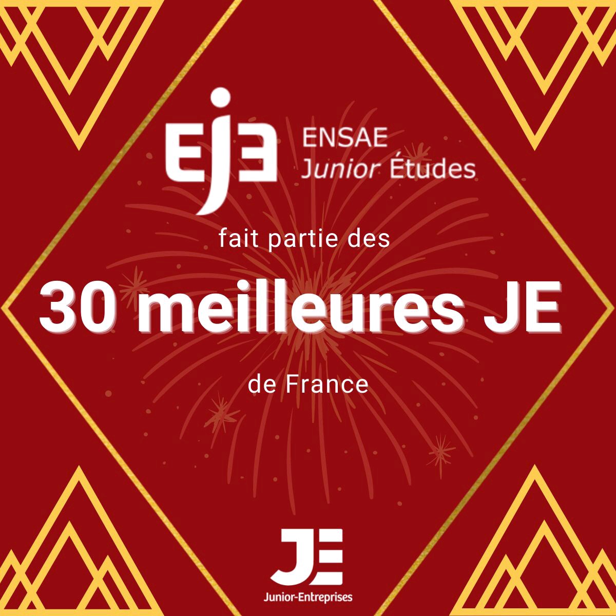 ENSAE Junior Études (@eje_ensae) on Twitter photo 🔴⚫️ENSAE Junior Études a le plaisir de vous annoncer qu’elle fait partie des 30 meilleures Junior-Entreprises de France ! 
#EJE22 #WeAreJe #L30 🔴⚫️ENSAE Junior Études a le plaisir de vous annoncer qu’elle fait partie des 30 meilleures Junior-Entreprises de France ! 
#EJE22 #WeAreJe #L30