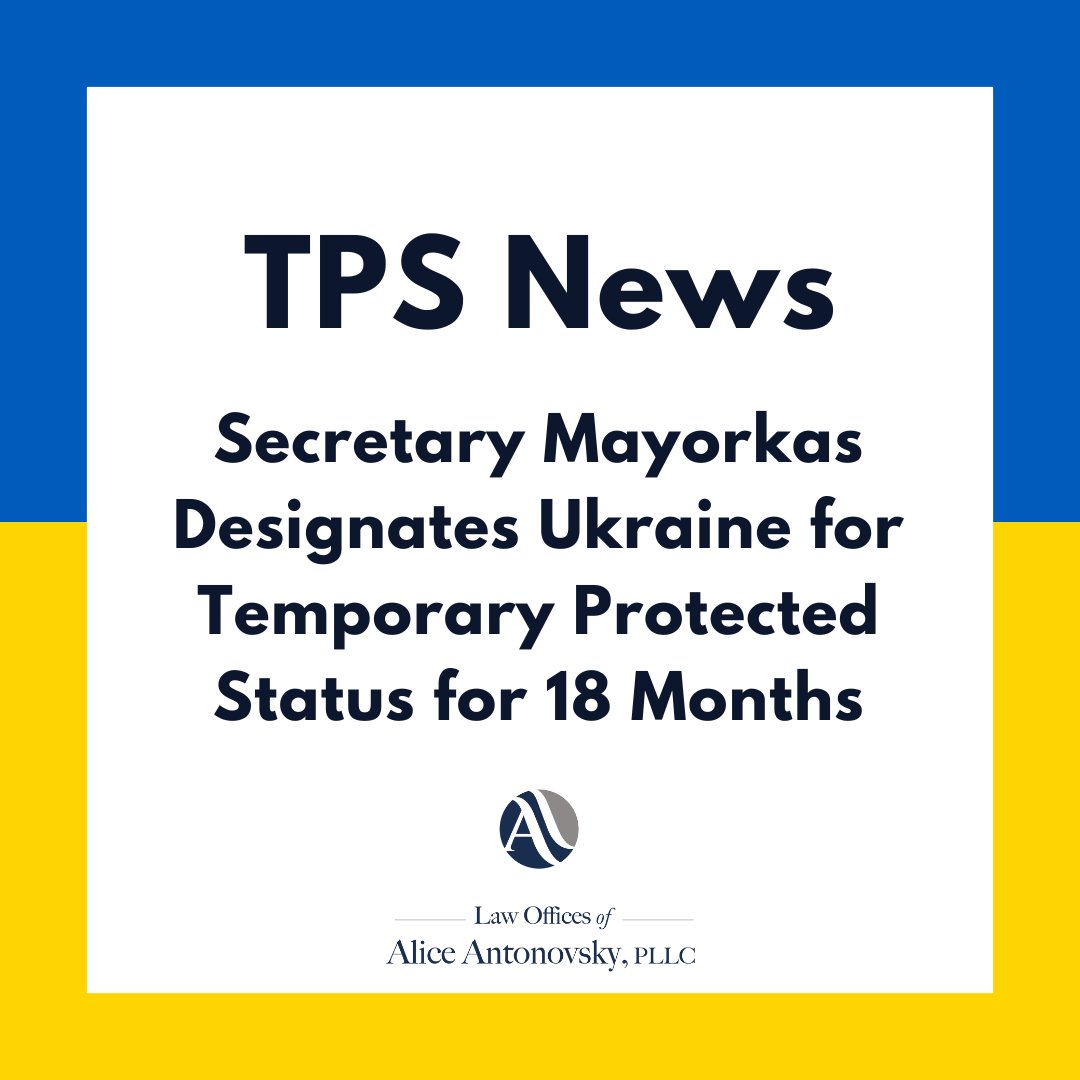 TPS for Ukrainians: Ukraine citizens who were present in the U.S. as of March 1, 2022, are eligible to apply for temporary protected status. For more information contact our team at aantlaw.com or by calling +1 (718) 924-2896. #TPS #UkraineTPS #Ukraine #USAimmigration