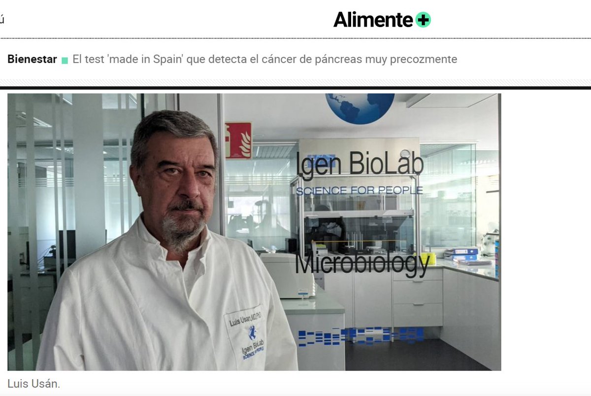 Igen_Biolab's tweet photo. #IgenBiolab en los medios 📰 el Dr. Usán, director médico de @Igen_Biolab habla de las últimas investigaciones del laboratorio biotecnológico. Vía: @AlimenteEC 

🔗 Sigue leyendo en https://t.co/FmHuGdNUcE https://t.co/fg9ZqEATRp