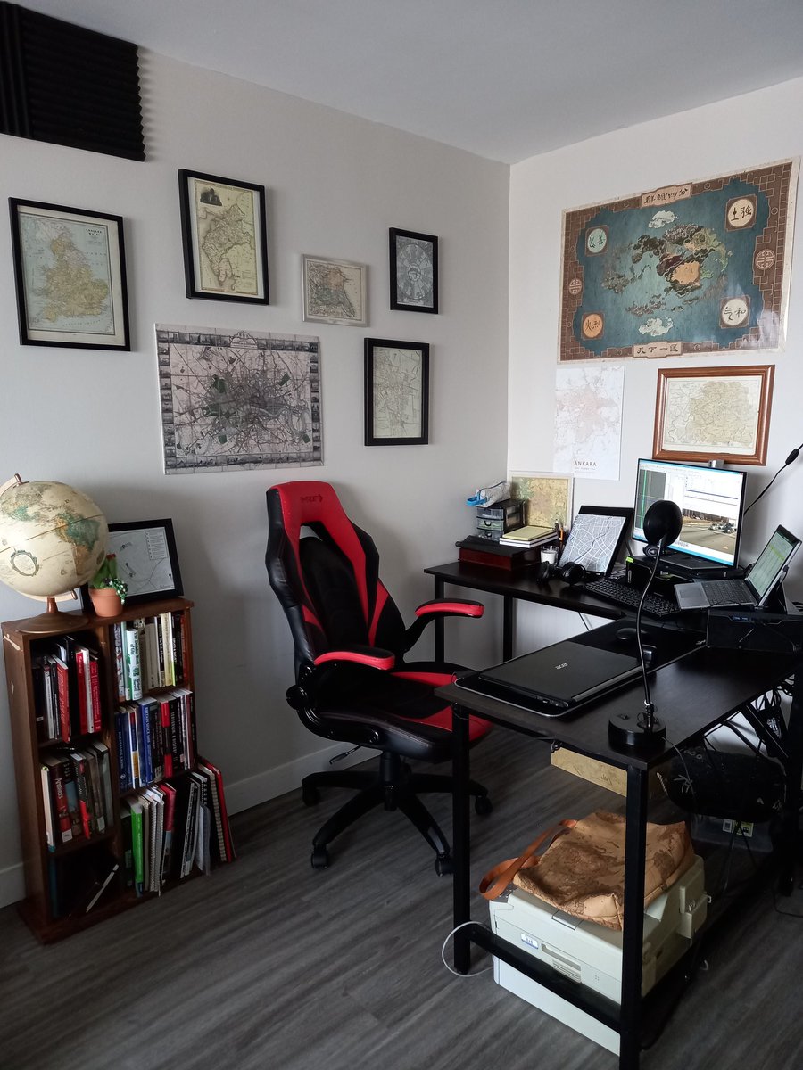 My home office is essentially a game of guess the number of maps.