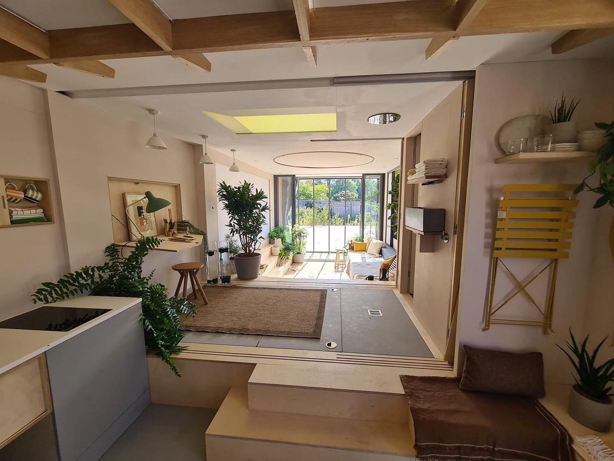 william_hardie's tweet photo. Our prototype studio flat about to transform into an indoor garden, designed and built for @GCAmazingSpaces In ‘flat mode’ a simple, tranquil arrangement but just about to transform… #amazingspaces @Channel4 @MrGeorgeClarke @studiohardie #interiors #garden #Wellbeing https://t.co/kWXyullOY8