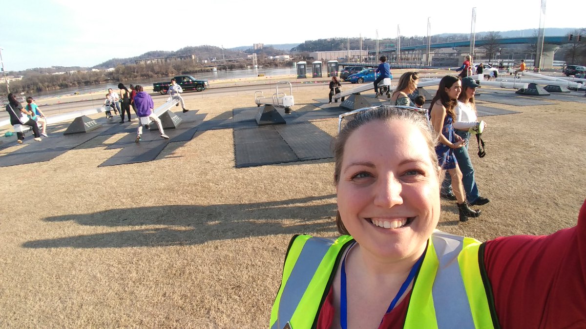We stopped at #moonpie in downtown Chattanooga this weekend when we were on our way to volunteer for #rocktheriverfront . It's such a cool store and we'll have to come back. Then we had a blast talking to people and dancing to the DJ, while we kept an eye on the #impulse seesaws.