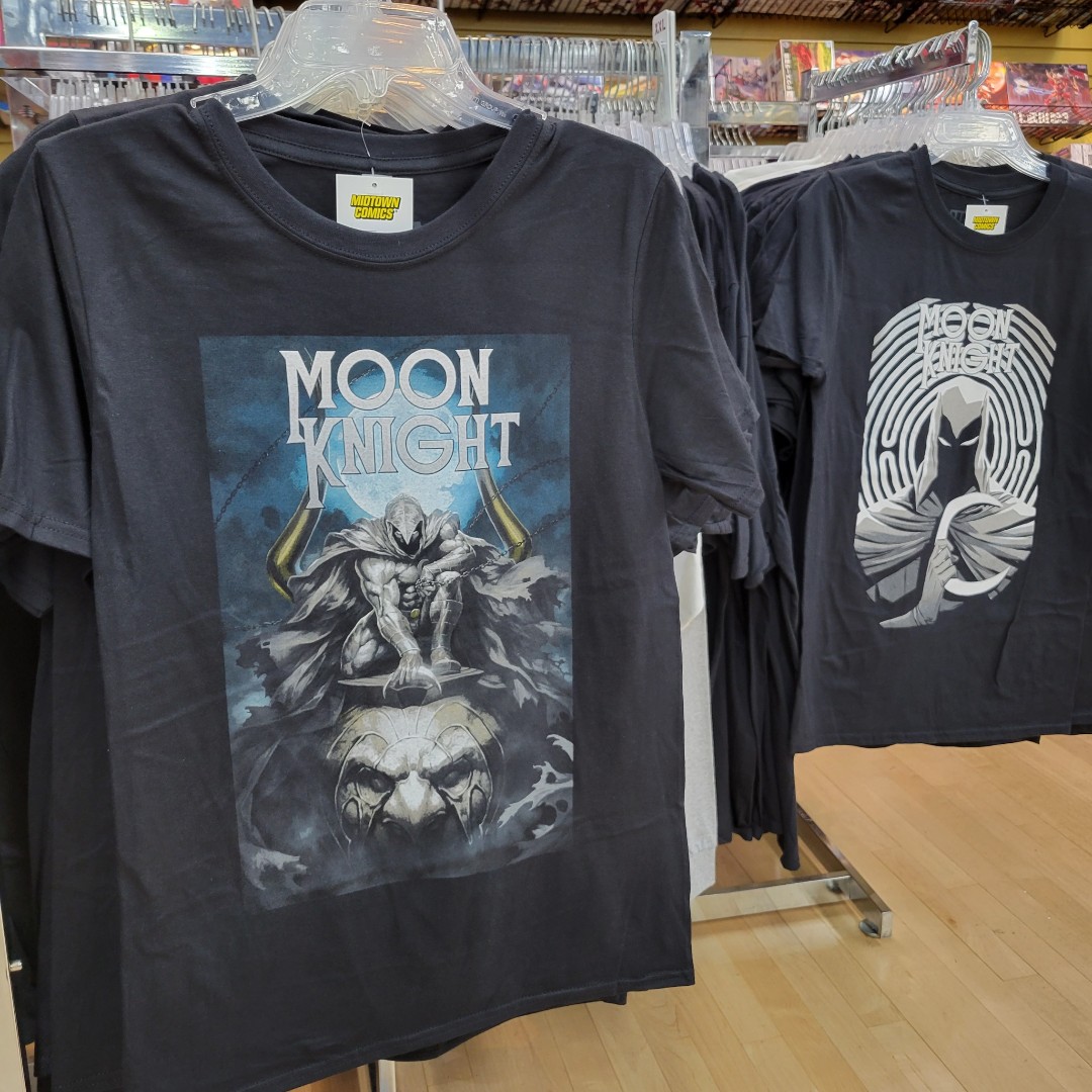 MidtownComics's tweet photo. Snatch up these new #MoonKnight #Tshirts now available in #MidtownComics #NYC stores and for #PreOrder online!
Which one is your favorite?
👉https://t.co/YQL8DTtLUo
#MarcSpector #MoonKnightShow #DisneyPlusShow #MarvelShow #NerdShirts #GeekSwag https://t.co/Zbk0hyvIAS