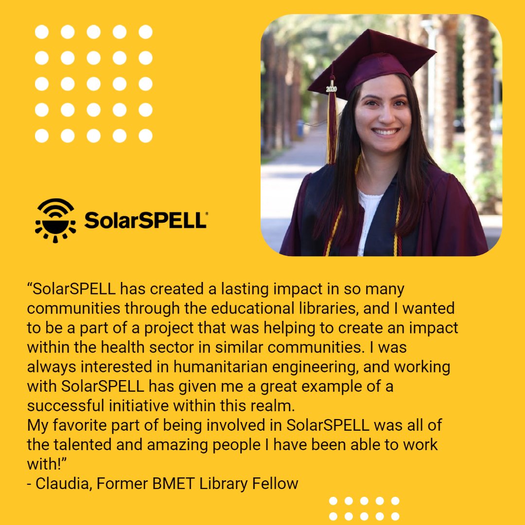 SolarSPELL's tweet photo. Your ongoing support has made it possible for @ASU SolarSPELL to engage with students like Claudia. 

We are extremely lucky to have such devoted donors and supporters like you who make all of this possible.

#SunDevilGiving #ASUImpact #DonorImpact #arizonastateuniversity https://t.co/Phbn0pmTWV
