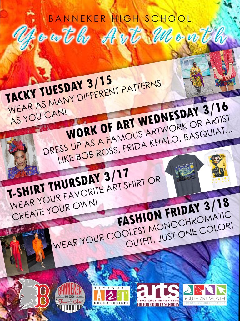 LetsGoghSkeete's tweet photo. YAM Spirit Week next week + Senior Spotlight: Christopher Gantt 🥳💙🎓#BHSFAD @BannekerFAD #FultonArtStrong https://t.co/2tB0Paf2o0