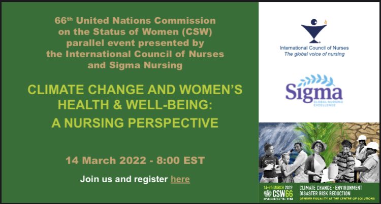 I am thrilled to be a panelist in this incredible upcoming event hosted by @ICNurses @SigmaNursing at the 66th @UN_CSW ! Register 👇🏼 sigmanursing.zoom.us/webinar/regist…