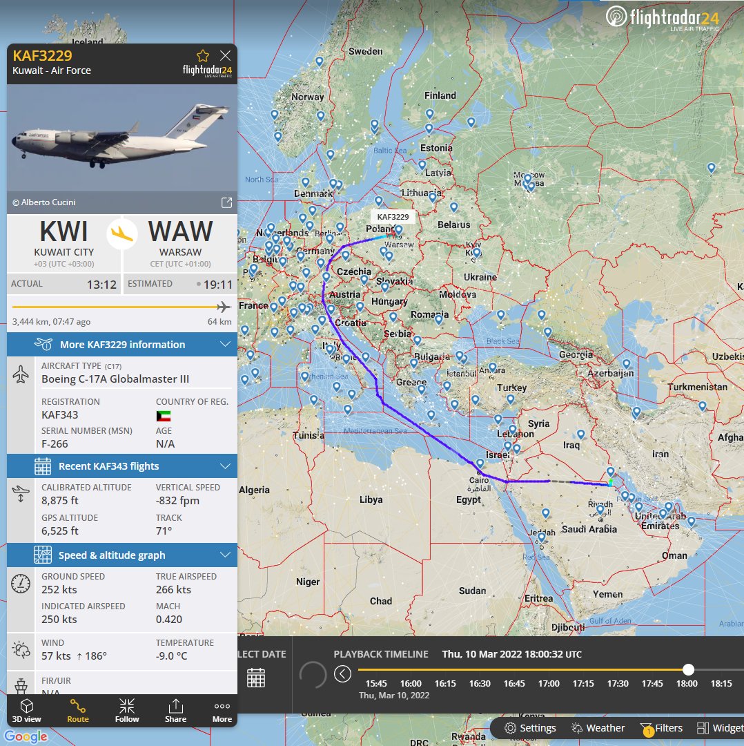 Gerjon_'s tweet photo. Two more exotic flights also delivering 🇺🇦Ukraine aid to 🇵🇱Poland:

Kuwait Air Force C-17A 🇰🇼KAF343 #KAF3229
Japan Air Self Defense Forces KC-767J 🇯🇵07-3604 #JF441 https://t.co/ITm8V4f6ne